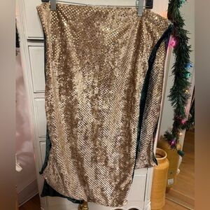 Gold and Green Double Sided christmas holiday Table Runner